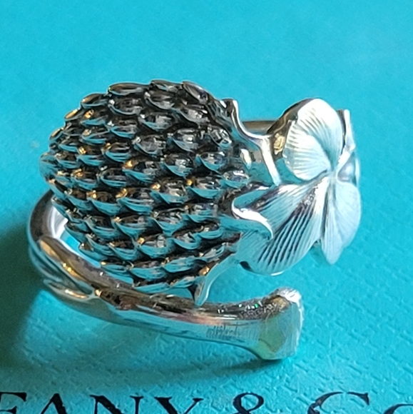 Tiffany & Co. Jewelry - 1885 Tiffany & Company Bloomed Clover Shamrock Spoon Ring in Sterling Silver #34